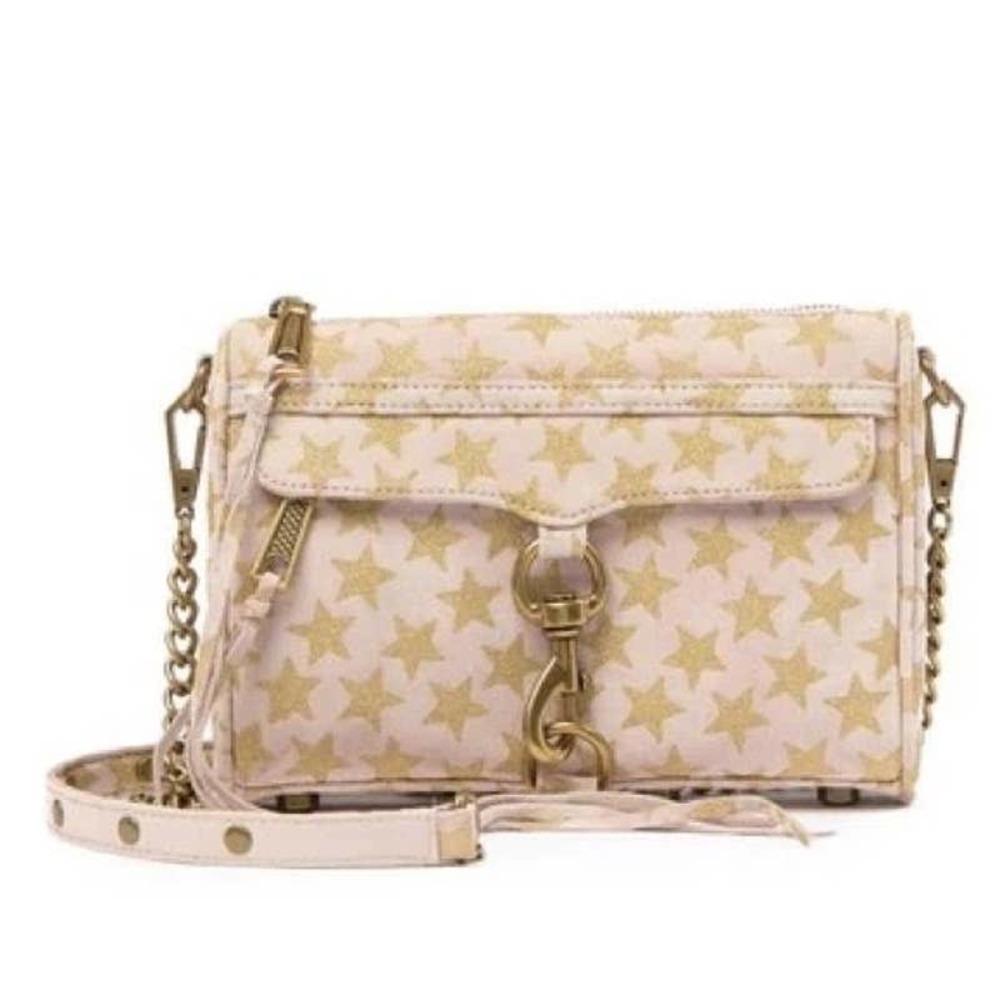 Rebecca Minkoff mini cross body bag M A C suede gold stars print
